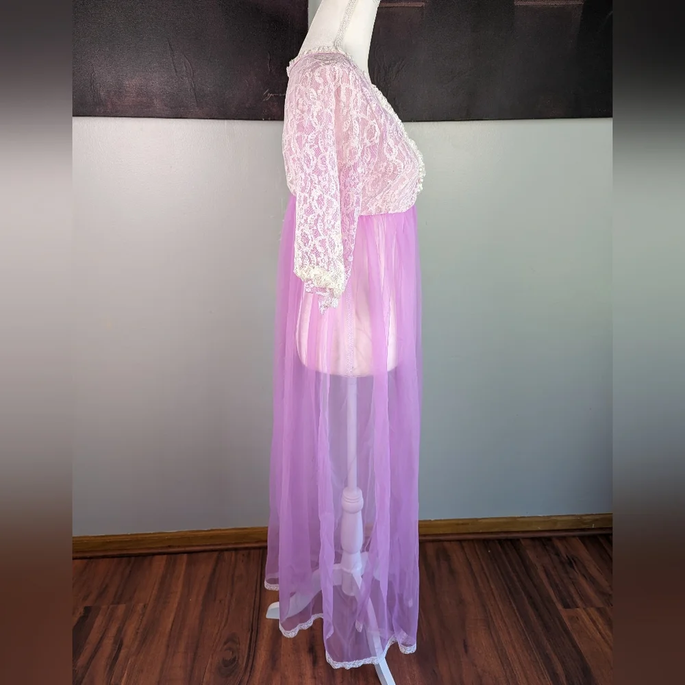 Vintage purple mesh peignoir - Picture 3 of 10